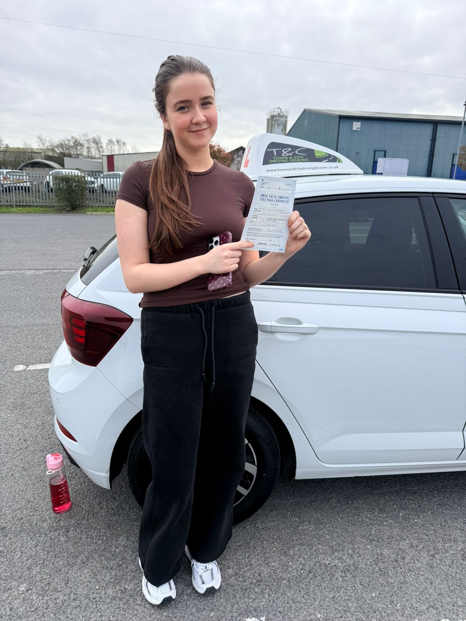 Chloe celebrating after passing at Ashfield