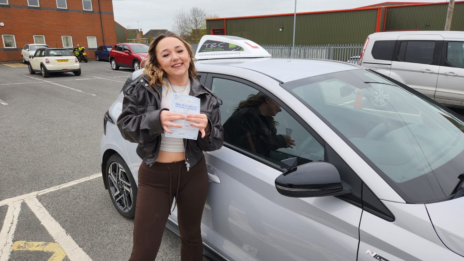Leah celebrating after passing at Ashfield
