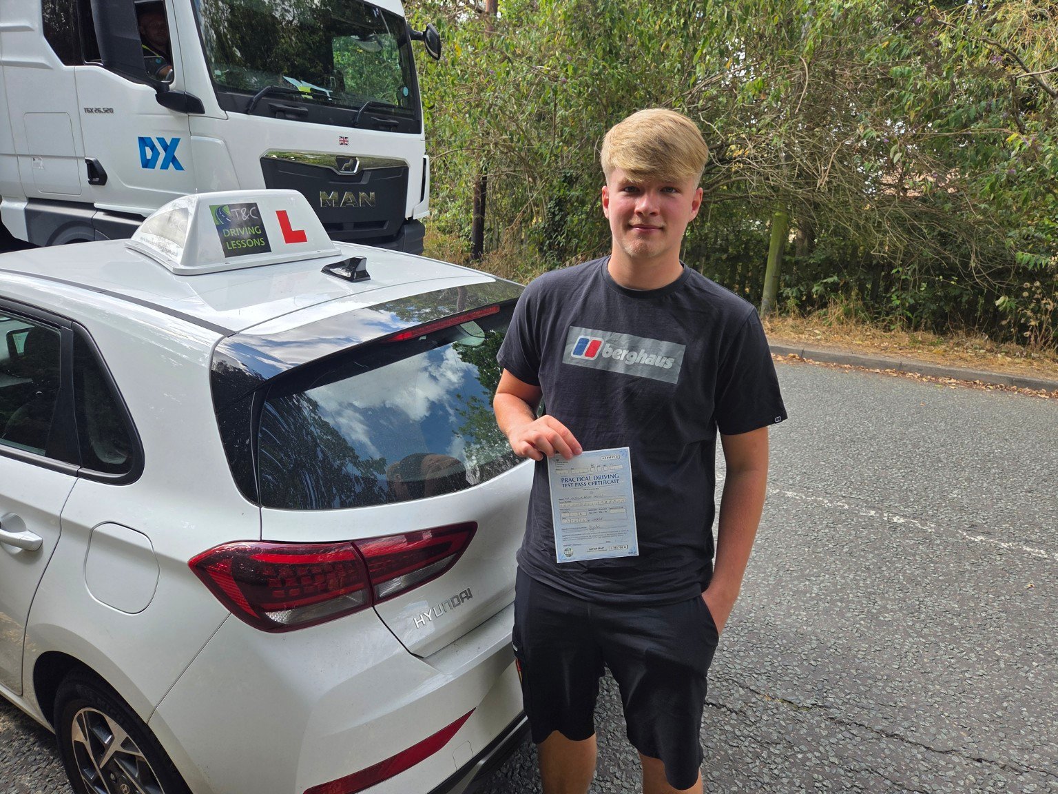 Arthur celebrating his driving test pass at Worksop