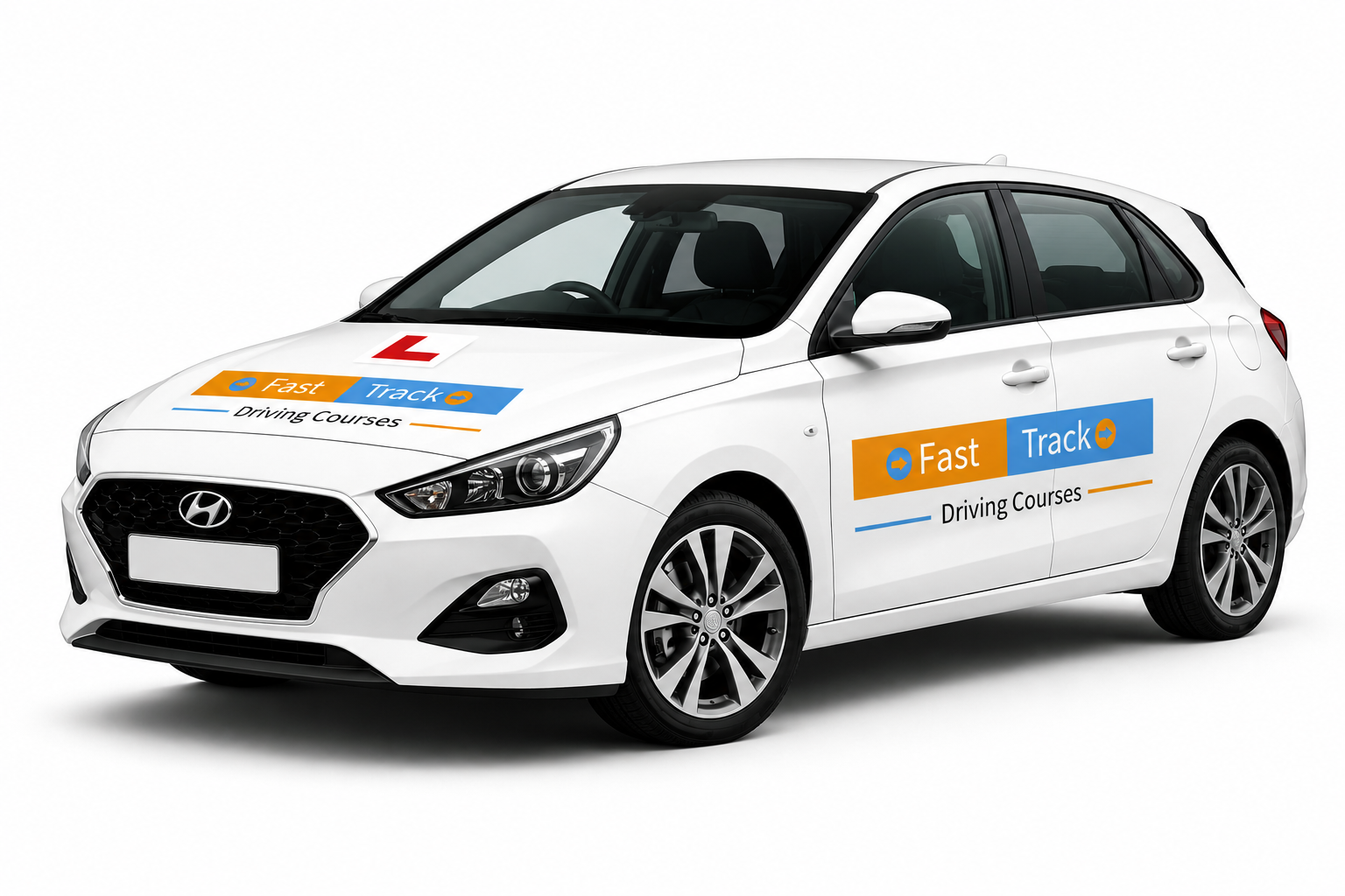 Fast Track learner car with blue and orange branding